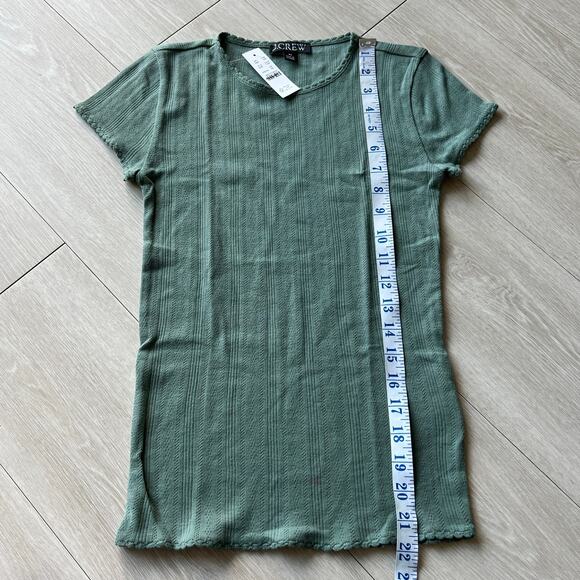 J Crew Pointelle Baby Tee Womens XS Green Flaw - Picture 3 of 10
